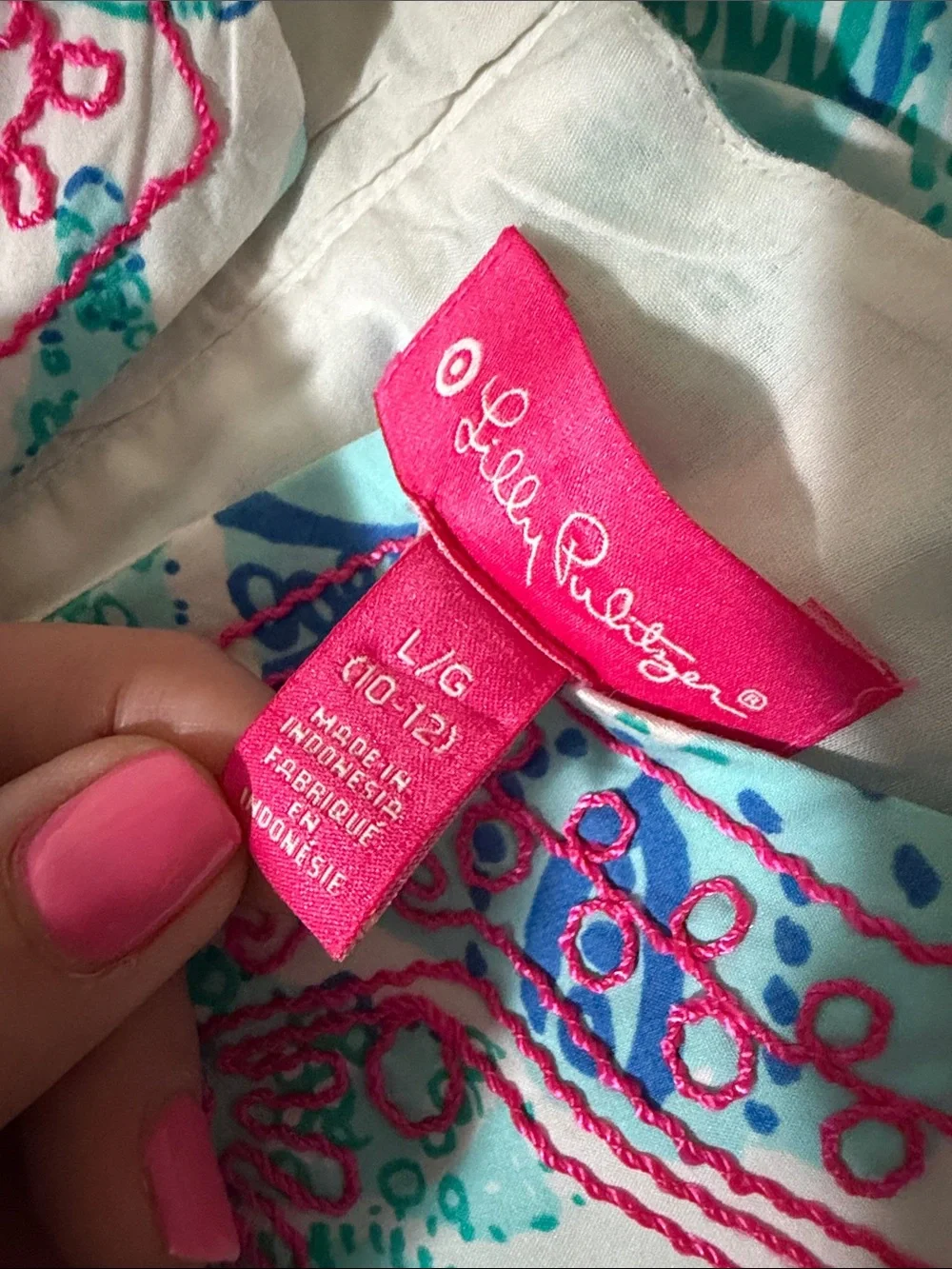 Lilly Pulitzer for Target White Dress with Teal, Turquoise & Pink Embroidery - Picture 7 of 10